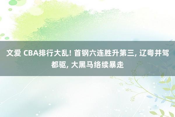 文爱 CBA排行大乱! 首钢六连胜升第三， 辽粤并驾都驱， 大黑马络续暴走
